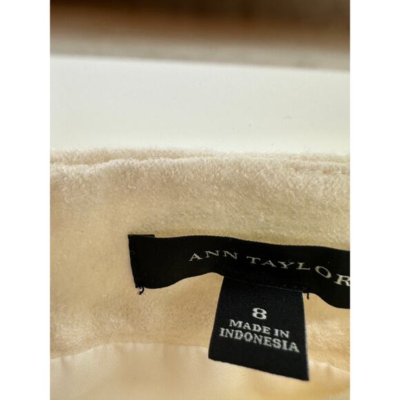 Ann Taylor Skirt Women 8 Cream Wool Blend Ruffle Hidden Back Zip Mini - Picture 5 of 8
